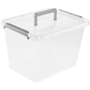 Caja de almacenamiento / caja con cierre clip larissa, con asa, 19 l, transparente - Imagen 1