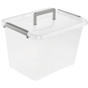 Caja de almacenamiento / caja con cierre clip larissa, con asa, 8,5 l, transparente - Imagen 1