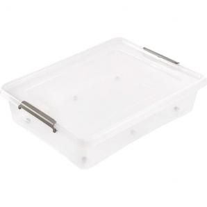 Caja de almacenamiento clipbox lars, 61 l, 76 x 57 x 18, con ruedas, tapa con clip para cerrar, transparente - Imagen 1