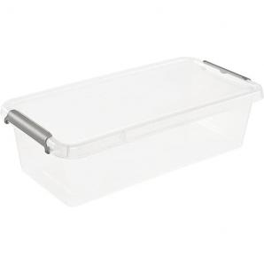 Caja de almacenamiento / caja de clip lara, 5,75 litros, modular apilable, tapa con clip para cerrar, transparente - Imagen 1