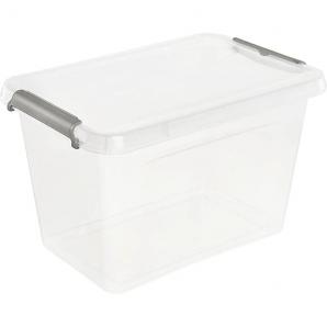 Caja de almacenamiento / caja de clip lara, 6,5 litros, modular apilable, tapa con clip para cerrar, transparente - Imagen 1