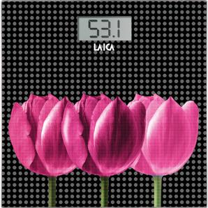 Báscula electrónica negra con flores rosas peso máx. 180kg. - Imagen 1