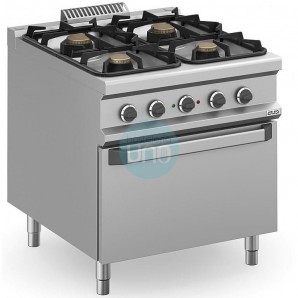 Cocina a Gas 4 Fuegos 2x5,5 + 2x11 Kw con Horno Eléctrico, Fondo 90 cm MBM MFB98FEXL