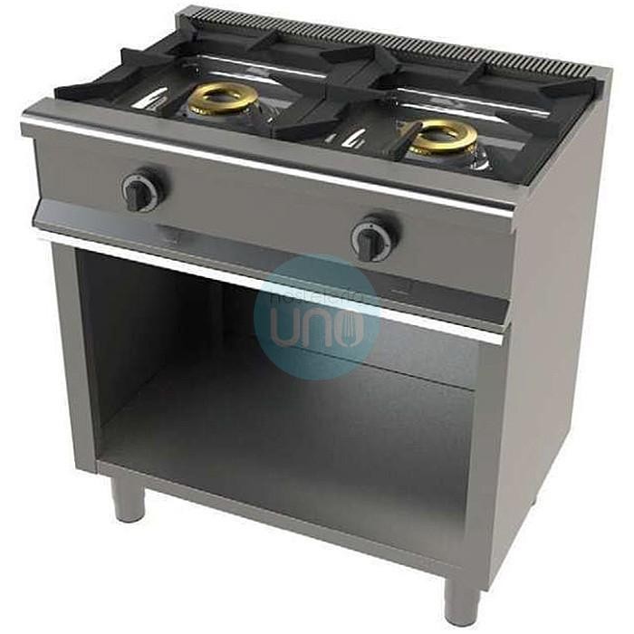 Cocina a Gas con Mueble 2 Fuegos 8+8 Kw, Fondo 55 cm JUNEX 6200/1