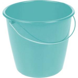 Cubo con asa de metal, plástico resistente (pp), redondo, 10 l, erik, aqua-blau (azul)