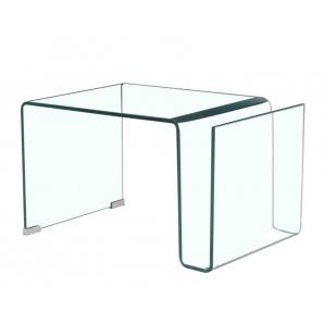 Mesa atlantis auxiliar (su), baja, cristal curvado transparente, 42 x 38 cms.