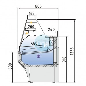 Vitrina Refrigerada Cristal Recto, 2 Metros Ancho, Fondo 80 cm Docriluc VED-8-20-R