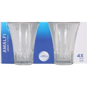 Set 4 vasos transparente 17cl amalfi