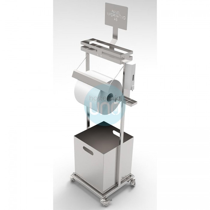 Punto móvil de desinfección con dispensador de papel y gel sector industrial Punto móvil de desinfección con dispensador de papel y gel sector industrial
