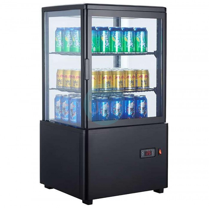 Expositor refrigerado 4 caras, 2 estantes, 58 litros negro XC58L-N