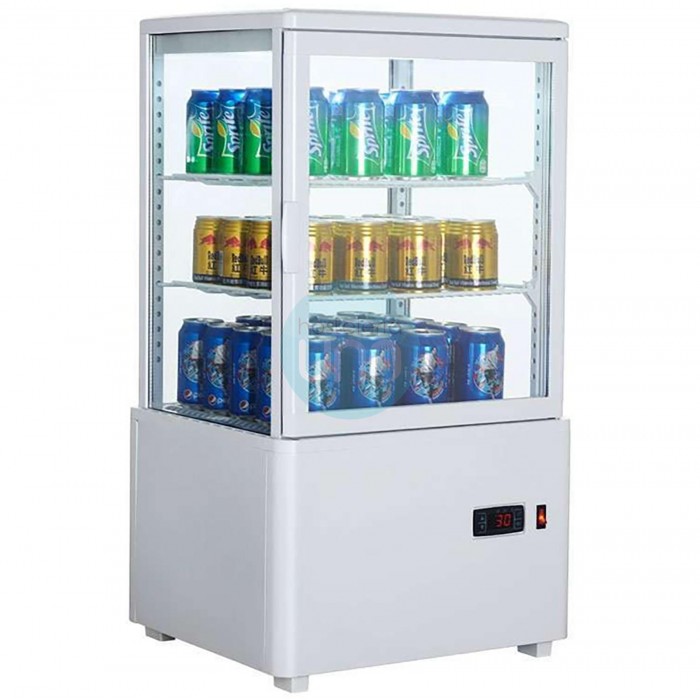 Expositor Refrigerado 4 Caras, 2 Estantes, 3 Pisos, 58 Litros, Blanco, CHC58LB