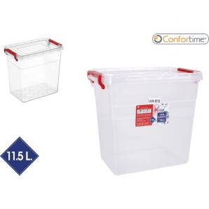 24 Cajas plastico transparente rectangular 11.5lts confortime - 24 unidades