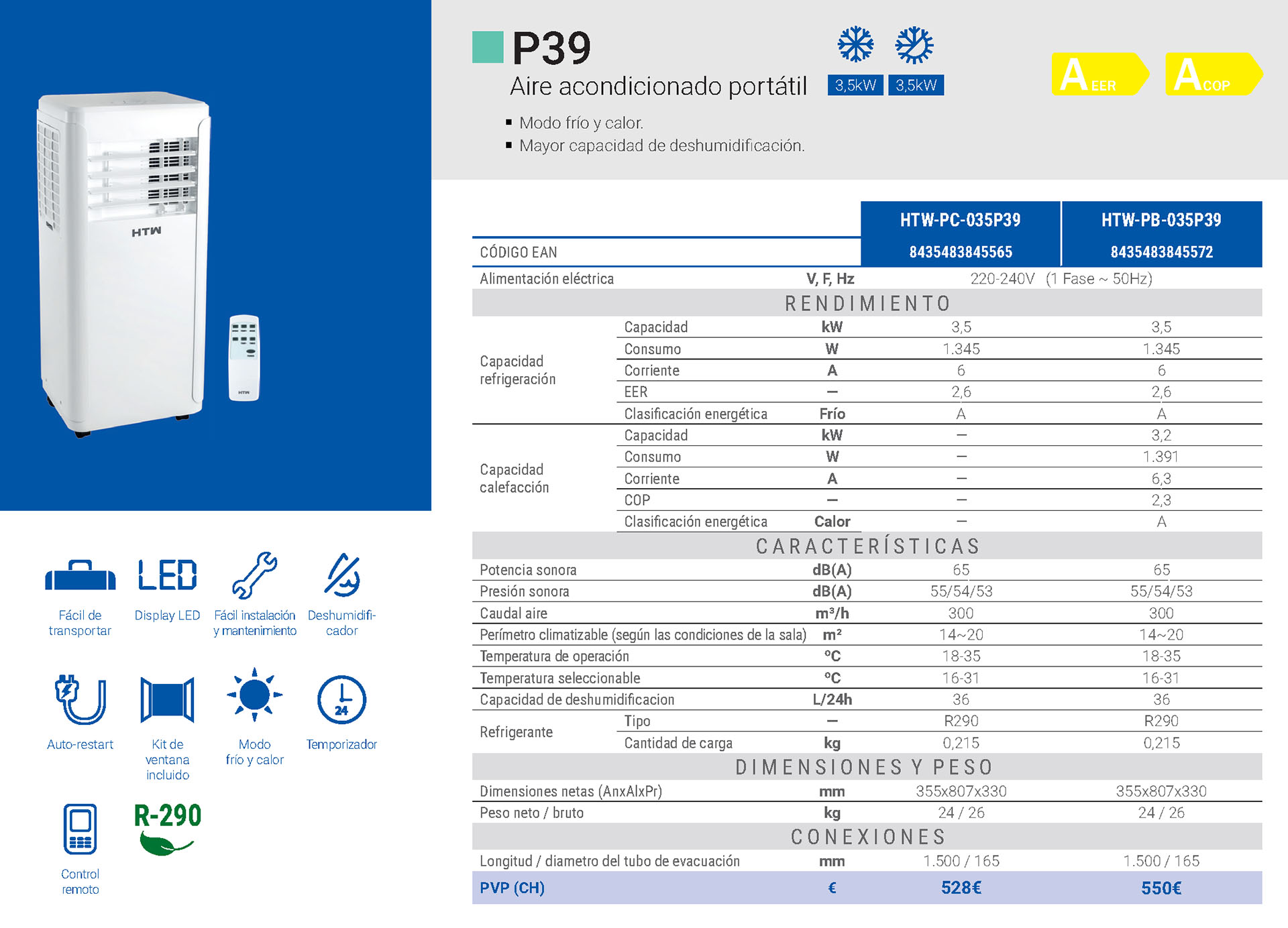 Aire acondicionado portátil HTW P39