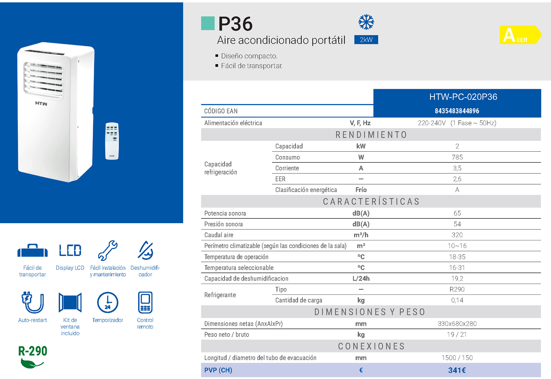 Aire acondicionado portátil HTW P36